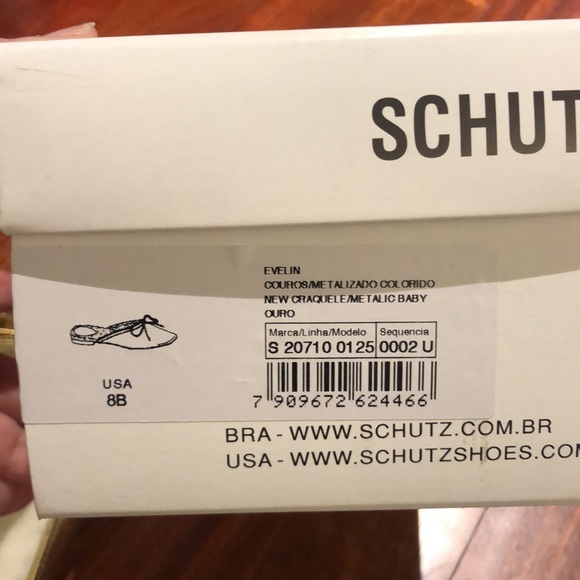 Schutz Evelin Metallic leather faux Shearling lined Gold Mule - Picture 9 of 10